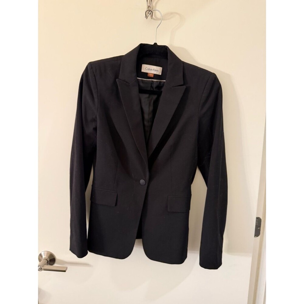Calvin Klein Black Women's Blazer with Notch Lapel